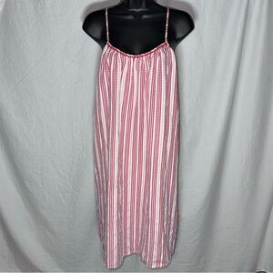 Red‎ Gingham Eyelet Lace Spaghetti Strap Summer Cottage-Core Dress Size Small